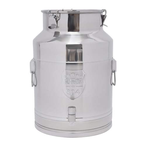 DYNAMI 7.4Gal 304 Stainless Steel Milk Bucket With Faucet,Thickened Stainless Steel Milk Can with Sealing Lid,Large Liquid Container Storage,for Milk,Wine, Oil Storage Transport (28L/7.4gal,w/Faucet) - size: 7.4gal