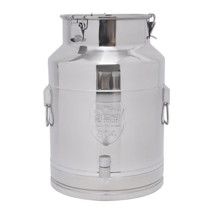 DYNAMI 7.4Gal 304 Stainless Steel Milk Bucket With Faucet,Thickened Stainless Steel Milk Can with Sealing Lid,Large Liquid Container Storage,for Milk,Wine, Oil Storage Transport (28L/7.4gal,w/Faucet) - size: 7.4gal
