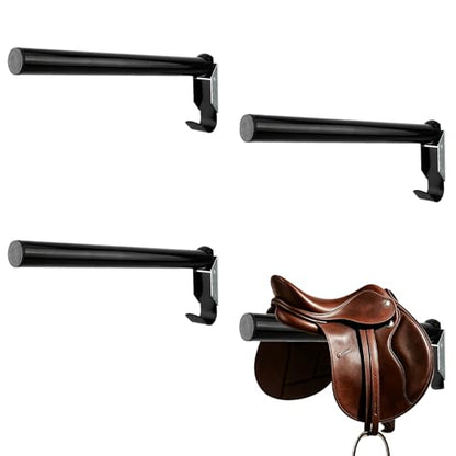 4 Pack Folding Saddle Rack,Heavy Duty Wall Mounted Saddle Bar with Bridle Hook,Steel Horse Saddle Holder for Western & English Saddle