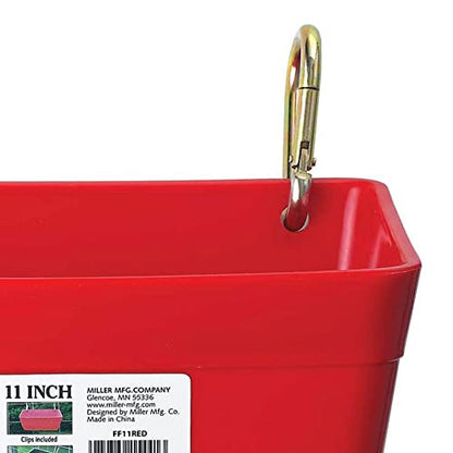 Little Giant FF11RED 4.5 Quart Heavy Duty Wall/Rail Mountable Feed Trough Bucket Fence Feeder, Red (4 Pack)