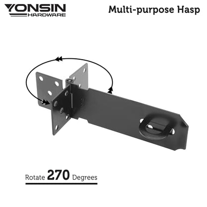 5" Door Padlock Safety Hasp Latch, Door Hasp Clasp Lock Gate Shed Hasp Latch Lock for Door Window Cabinet Pet Cage Toolbox Shed Fence, 304 Stainless Steel, Matte Black Finish, 1 Pack - size: 5 Inch