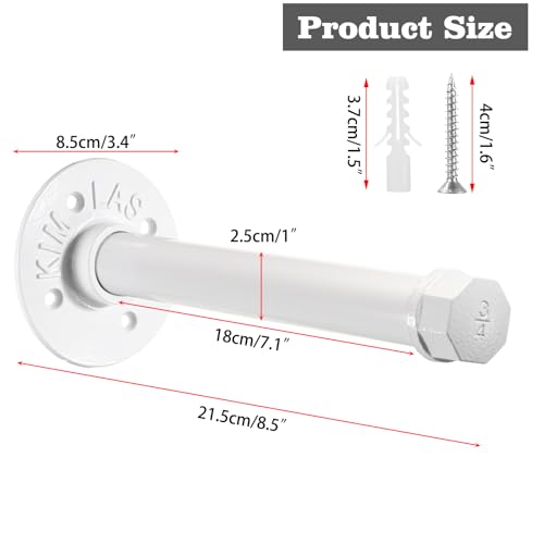 Sumnacon Wall Mounted Clothes Rack for Wardrobe, 2Pcs 8 Inch, White - color: White, size: 8 Inch
