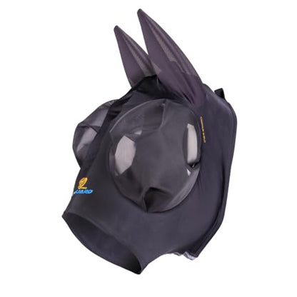 FlyGuard Pro Stretch Fly Mask with Ears | Extra Full Size | Ultra‑Comfort Fit | 3D Dome Eye Mesh | 70% UV Blocking, Breathable Stretch Fabric | Full‑Coverage Fly & Midge Protection - Jet Color - size: Extra Full