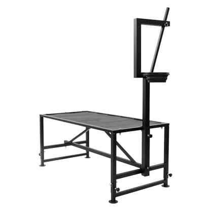 47 in Goat Milking Stand, 600 LBs Stand for Goat Milk and Sheep Trimming, Metal Goat Stand with Headpiece and Feeding Bin for Grooming, Shearing,and Milking (Black) - color: Black