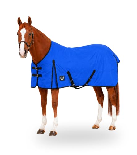 Horse Blanket 600D Ripstop Winter Turnout Blanket, 250 GSM Polyfill, 100% Waterproof & Breathable, Cold Weather Horse Blanket with Secure Fit (Blue w/Black Trim),Size-72 - color: Blue/ Black Trim, size: 72"