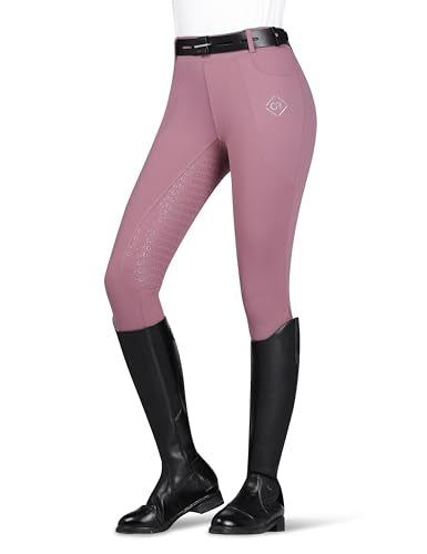 Women's Horse Riding Pants with Full Seat Silicone Grip - color: Pink, size: X-Small