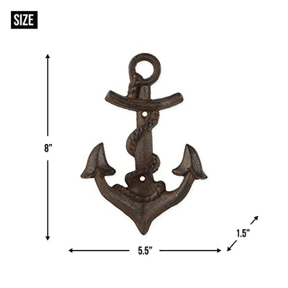 DII Cast Iron Decorative Wall Hook Set, Anchor/Rope, 2 Count - size: Anchor/Rope