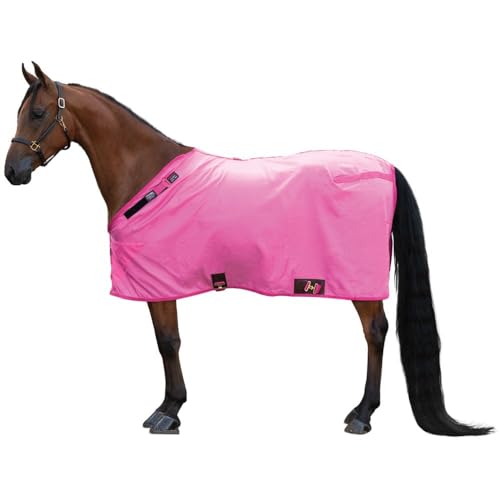 Dura-Nylon Horse Stable Sheet | Ultimate Comfort & Protection Horse Sheet | Keeps Coats Smooth & Shiny - color: Pink, size: Horse Size 72, style: Cutback | Closed Front | Legstrap
