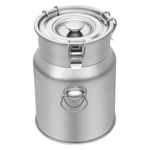 Thickened Stainless Steel Milk Can Large Liquid Container Storage,Stainless Steel Milk Bucket with Sealing Lid and Carry Handle,for Wine, Oil Storage Transport (5L/1.3Gal) - size: 5L/1.3Gal