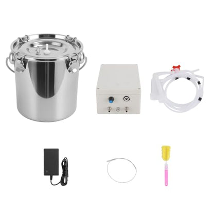 Automatic Pulsating Goat Milking Machine, 14L Stainless Steel Bucket Portable Sheep Milker with Food-Grade Silicone Cups and Adjustable Suction for Farm Home Use Dairy Equipment M - size: M