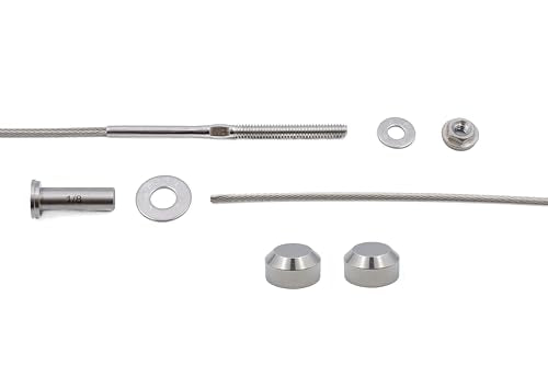 1/8" Cable Railing Kit – 5 Ft Stainless Steel 316 for Metal Posts – No Crimping Required Easy Install System – Brushed Stainless Chamfer End Caps - color: Brushed Stainless Chamfer Caps, size: 5 Feet