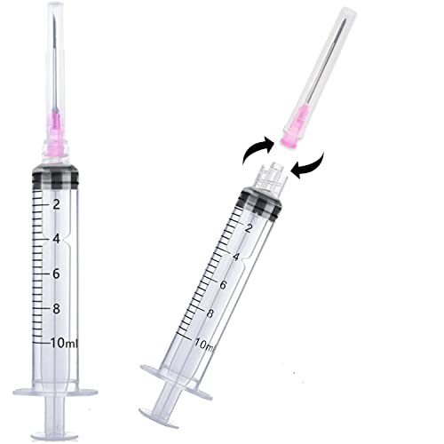25 Pack 10ml Plastic Syringes with 18Ga, for Scientific Labs, Industrial Dispensing and Liquid Measuring Syringe Tools, Individually Sealed Packaging - style: Classic