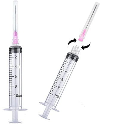 25 Pack 10ml Plastic Syringes with 18Ga, for Scientific Labs, Industrial Dispensing and Liquid Measuring Syringe Tools, Individually Sealed Packaging - style: Classic