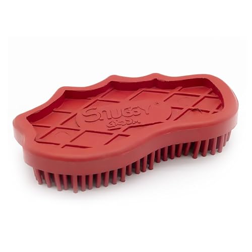 Grewal Equestrian Snuggy Groomer Soft Teeth Rubber Groomer Curry (Red) - color: Red