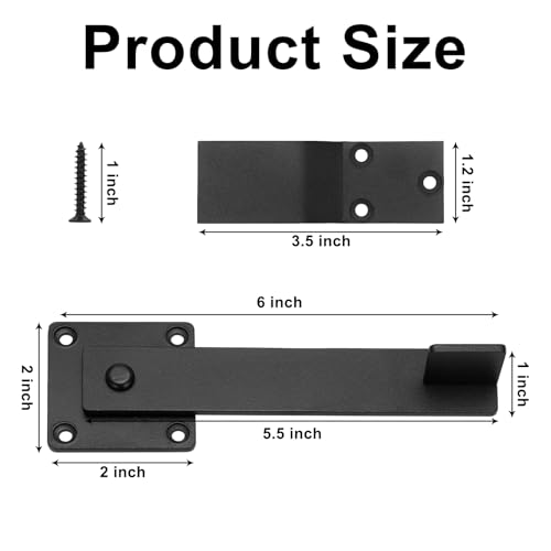6'' Farm Flip Fence Gate Latch, Barn Door Latch, Door Latch Hardware for Wooden Fence, Shed Door, Outdoor Gate, Rustic Gate Lock, Black