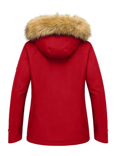 wantdo Women's Waterproof Ski Jacket Warm Fleece Lined Snow Winter Coat - color: Red, size: Small
