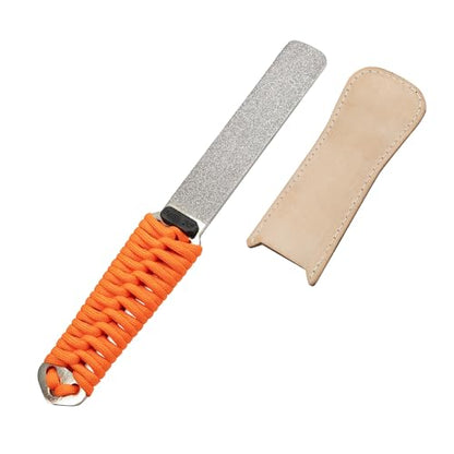 SHARPAL 181N Dual-Grit Diamond Sharpening Stone File - style: Paracord Handle with Leather Strop