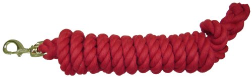 Hamilton Cotton Lead with Brass-Plated Bolt Snap, Red, 3/4" Thick x 10' Long - color: Red, size: 3/4" x 10'