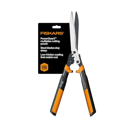 Fiskars 23" PowerGear2 Garden Hedge Shears, Hedge Clippers, 10" Blades | PowerGear2 Technology Multiplies Power for Less Effort, SoftGrip Handles and Shock-Absorbing Bumpers - style: 23" PowerGear2