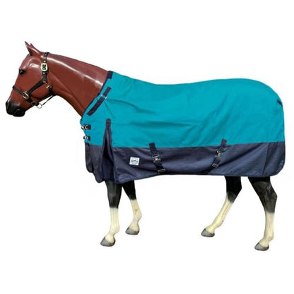2000 Denier Waterproof Adjustable Standard Neck Turnout Blanket - color: Teal - Black, size: 84