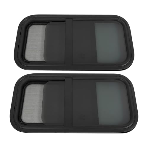 Vertical Sliding Black RV Window for Teardrop, Cargo, Horse Trailer, Marine Camper Window Replacement,12" Wide x 24" Tall, 2 Pack (12"x24") - size: 12"x24"