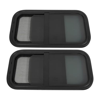 Vertical Sliding Black RV Window for Teardrop, Cargo, Horse Trailer, Marine Camper Window Replacement,12" Wide x 24" Tall, 2 Pack (12"x24") - size: 12"x24"