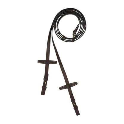 Horze Walthamstaw Leather Reins with Stops - Dark Brown - Horse - color: Dark Brown