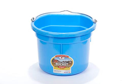 Little Giant® Flat Back Plastic Animal Feed Bucket | Animal Feed Bucket with Metal Handle | Horse Stall Feeding and Watering Supplies (Berry Blue, 8 Quart) - color: Berry Blue, size: 8 Quart
