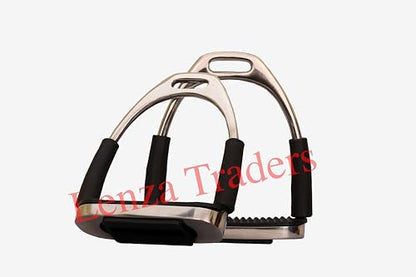 Silver Flexible Safety Stirrups – Shock Absorbing Stainless Steel Irons for Horse Riding - Stainless Steel Flexible Safety Stirrups - size: 4" inch
