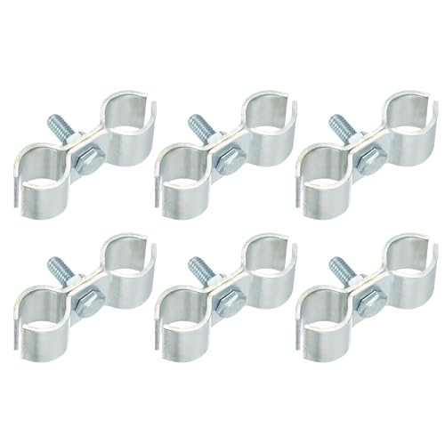 HARFINGTON 6pcs Chain Link Fence Panel Clamps 5/8" Galvanized Dog Kennel Clamps Fence Connector Temporary Dog Cage Hardware Parts with Bolts and Nuts for Round Pipe Panel Frame Cage - size: 5/8"