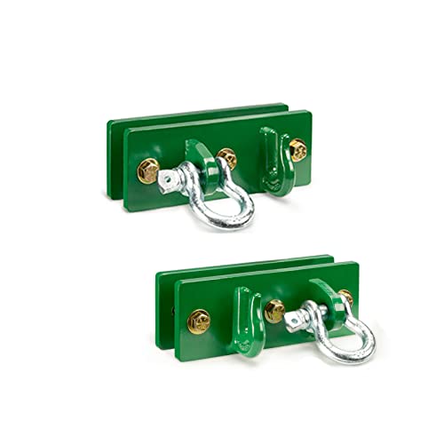 Tractor Bucket Hooks, Bolt On Clevis Mount with 1/2” Shackle, 5/16”Grab Hooks G70 Steel, Shackles Mount with Backer Plate, Heavy Duty Tow Hook for SUV RV UTV Tractors Bucket(Green) - color: Green