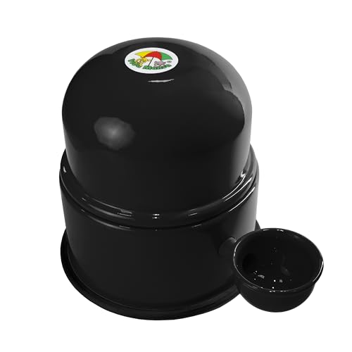 Pet Water Dispenser for Dogs and Cats, 47.3 oz – Gravity-Fed Aluminum Water Bowl, Prevents Wet Fur, Provides Continuous Fresh Water, Electrostatic Coated Finish, Vida Mansa (Black) - color: Black