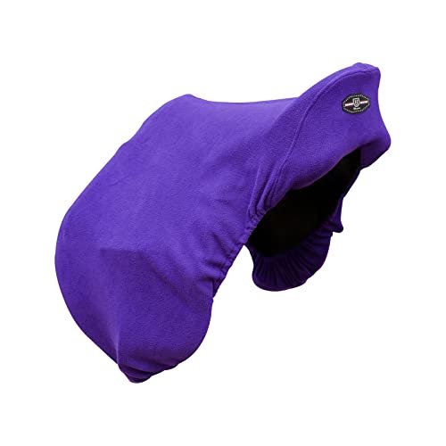 Harrison Howard Fleece Saddle Cover for Dressage Saddles, Thick Dust Protection, Machine Washable, Elastic Fit - Rose Violet - color: Purple, size: Dressage-One Size