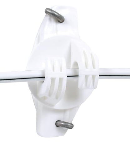 Gallagher White Wood Post Wide Jaw Claw Insulator 25-Pack | Durable UV-Resistant Insulators for Polywire, Polytape, and Steel Wire | Secure and Long-Lasting