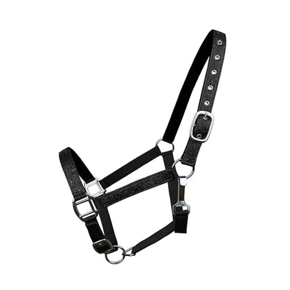 Neoprene Lined Nylon Adjustable Halter w/Glitter Overlay - color: Black