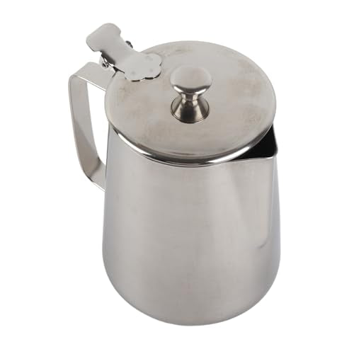 Ejoyous Stainless Steel Milk Frothing Pitcher, Coffee Cup Mug Milk Frothing Pitcher Jug with Lid for Latte Coffee Art Office Kitchen (1000ML)