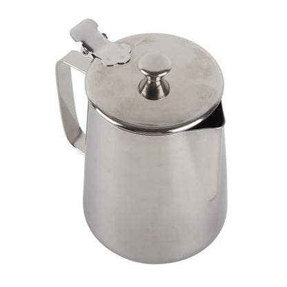 Ejoyous Stainless Steel Milk Frothing Pitcher, Coffee Cup Mug Milk Frothing Pitcher Jug with Lid for Latte Coffee Art Office Kitchen (1000ML)