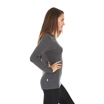 100% Merino Wool - Women's Midweight Base Layer - Long Sleeve Crew - color: 235 Midweight Charcoal Gray, size: Medium