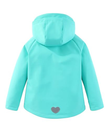 M2C Girls Hooded Fleece Lined Windproof Softshell Windbreaker Jacket - color: Mint Green, size: 2T