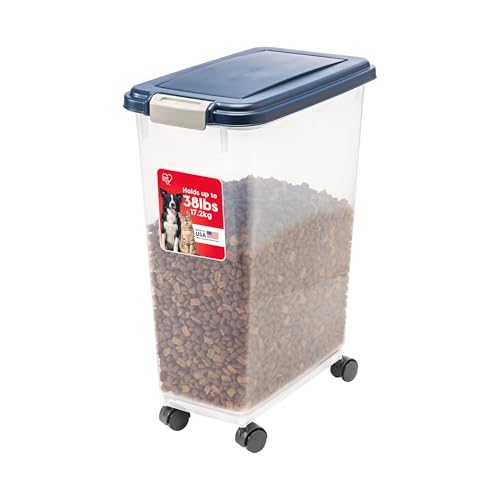 IRIS USA Dog Food Storage Container, Up to 38 lbs, Navy, Made in USA - color: Navy, size: 38 lbs