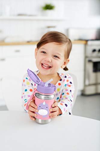 Skip Hop Toddler Sippy Cup with Zoo Stainless Steel Straw Bottle, Narwhal - color: Narwhal