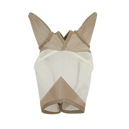 ECP Equine Comfort Products Horse Fly Mask with Ears, UV Protection, Bug Shield, Adjustable Strap, Breathable Micro Mesh, Reinforced Eye Darts, Lightweight Fit, Beige - color: Beige