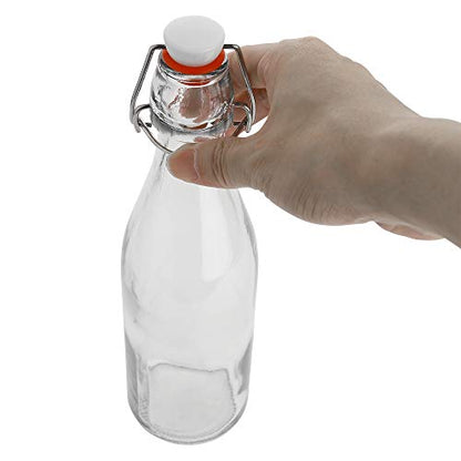 AYL Flip Top Glass Bottle [16 fl. oz./Pack of 6]– Swing Top Brewing Bottle with Stopper for Beverages, Oil, Vinegar, Kombucha, Beer, Water, Soda, Kefir – Airtight Lid & Leak Proof Cap – Clear - size: 16