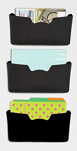 Simple Houseware Single Pocket Wall Mount for Hanging File Holder, 3 Packs, Black - color: Black, size: 3 Pack