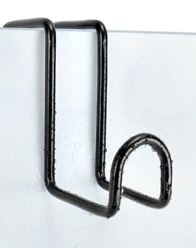 QWORK 4 Inch Tack Hook Set - 4 Pack Heavy Duty Black Horse Halter Rack, Over Rail Bridle Hooks Anti-Rust Coated Metal Hooks for Horse Bridle, Water Bucket Hangers, Stable and Barn Organization