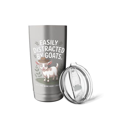 Easily Distracted by Goats Cute Coat Pygmy Goat Farmer Stainless Steel Insulated Tumbler - color: Brushed Steel