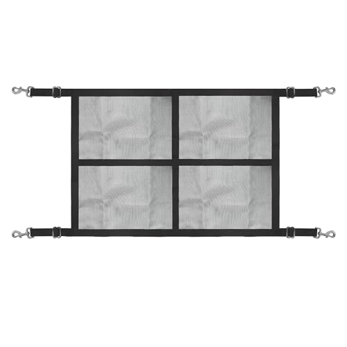 Stall Guard for Horse, 27"x19" Adjustable Nylon Horses Stall Guard with Straps & Snaps | Easy to Install in Stable and Barn - color: Black (Mesh)