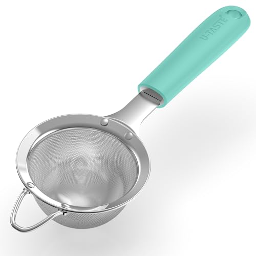 U-Taste Fine Mesh Strainer, 18/8 Stainless Steel Sieve 30 Mesh, S/Aqua Sky - color: (1) Aqua Sky, size: S-3.35in