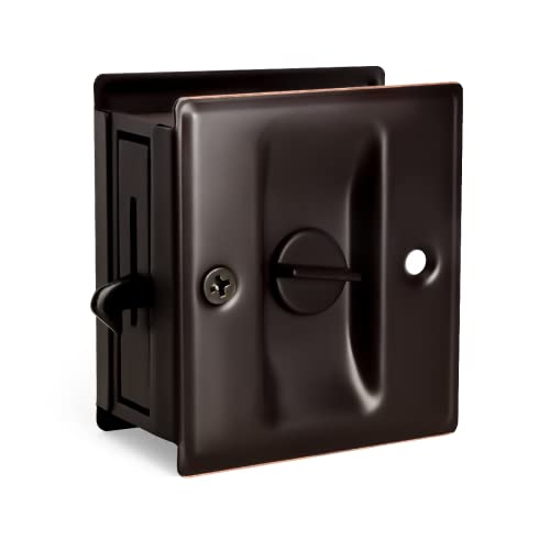 HOMOTEK Privacy Sliding Door Lock with Pull Oil Rubbed Brass- Replace Old Or Damaged Pocket Door Locks Quickly and Easily, 2-3/4”x2-1/2”, for Door Thickness for 1-3/8” - color: Oil Rubbed Bronze, size: 1 Pack