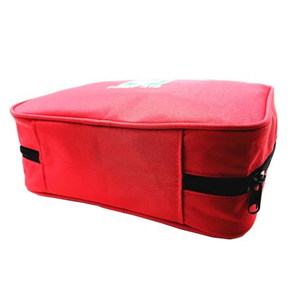 Red First Aid Bag Empty Travel Rescue Pouch Medical Bags First Responder Storage Compact Survival Medicine Emergency Bag for Car Home Office Kitchen Sporting Outdoor (Zipper MHS)